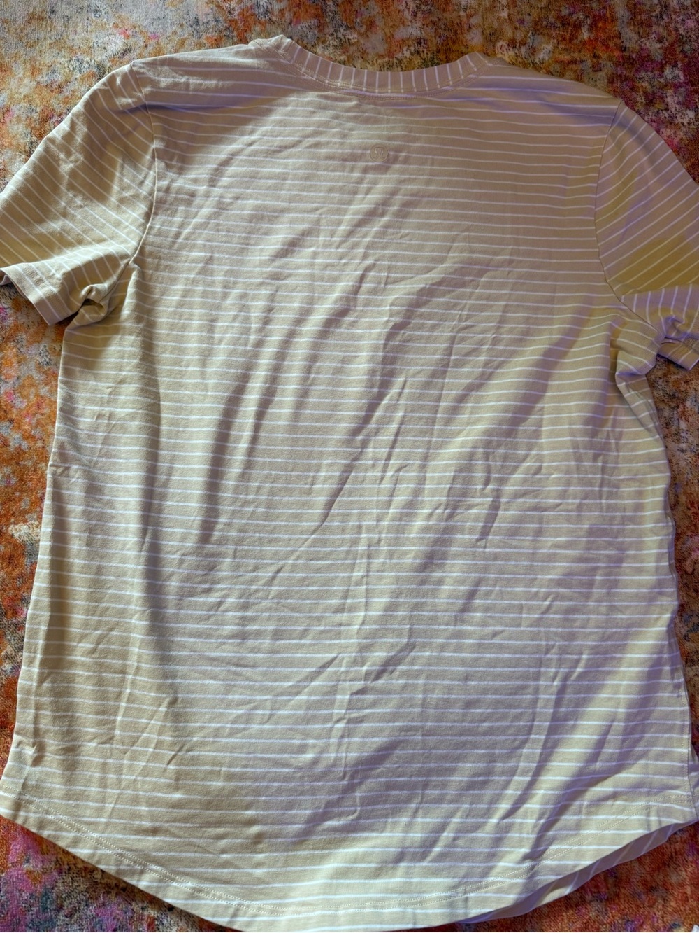 lululemon athletica Women's Short Sleeve Striped Tee in Light Beige and White
